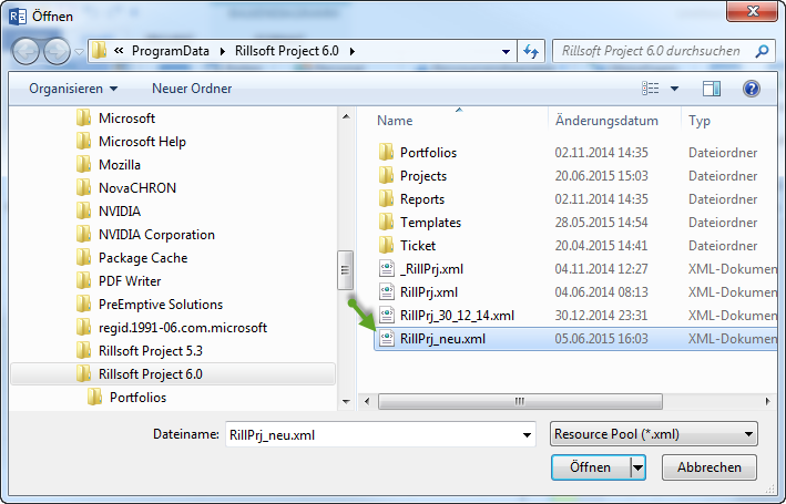Импорт пула ресурсов из файла в Rillsoft Project